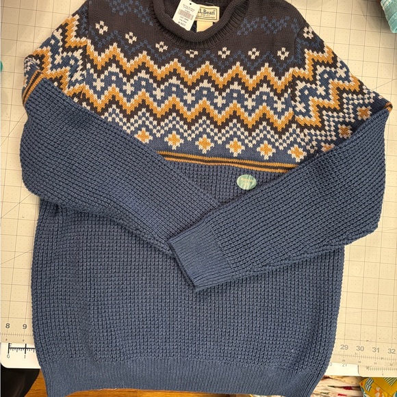 L.L. Bean Other - L.L. Bean Men’s Navy and Mustard Fair Isle Crewneck Sweater